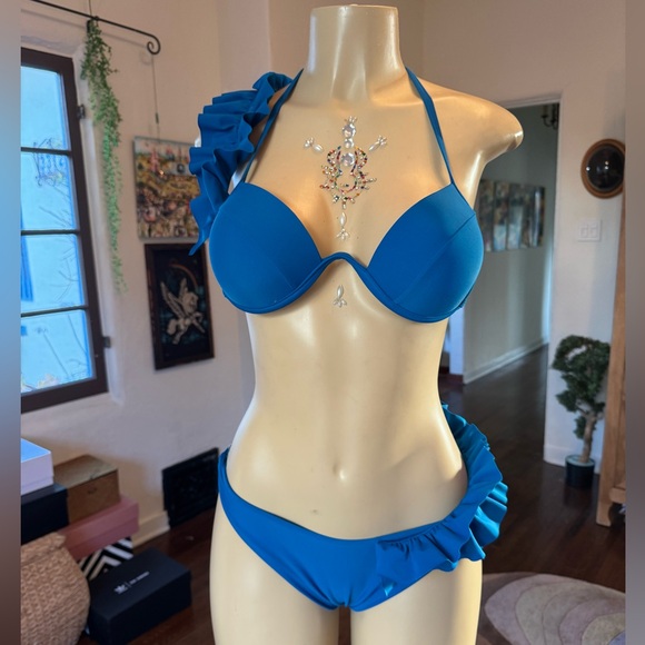 no brand Other - NWOT Bahia Maria Inspired Cobalt Blue Halter underwire Bikini set